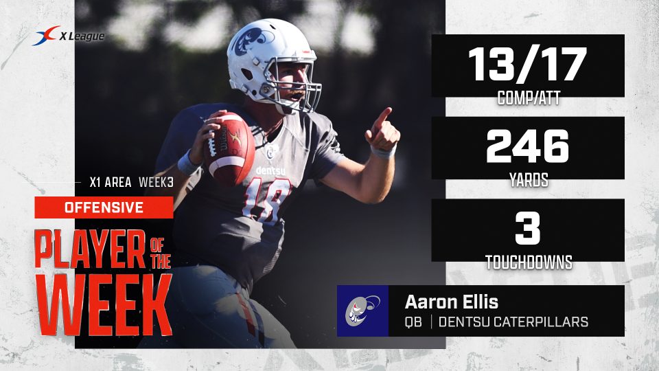 X1 Area週間MVP】3TDの電通QBエリス選手、マルチな活躍の富士